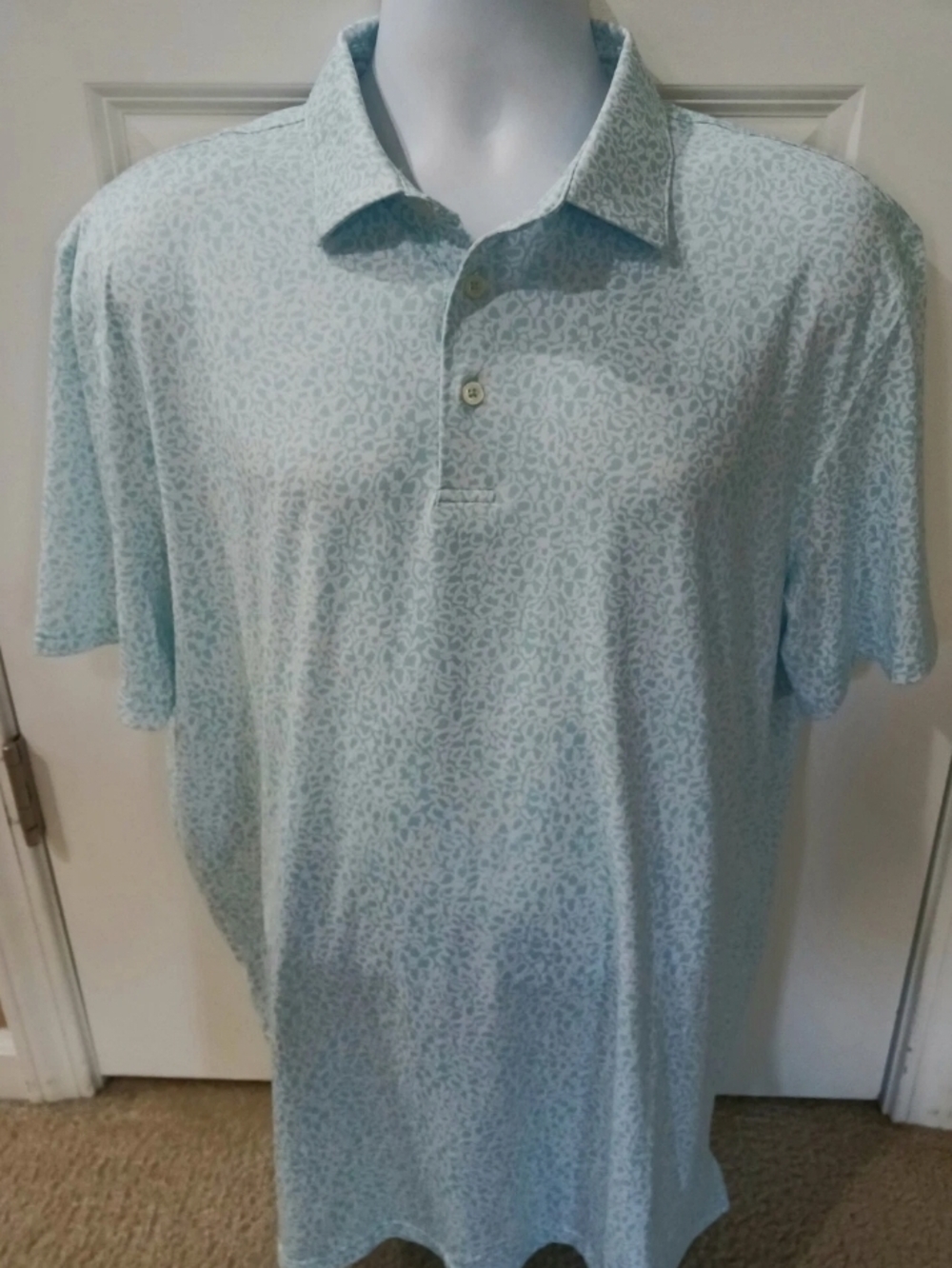 Southern Tide Men's XL Light Blue Floral Dri-fit Style Polo Shirt Golf Beach